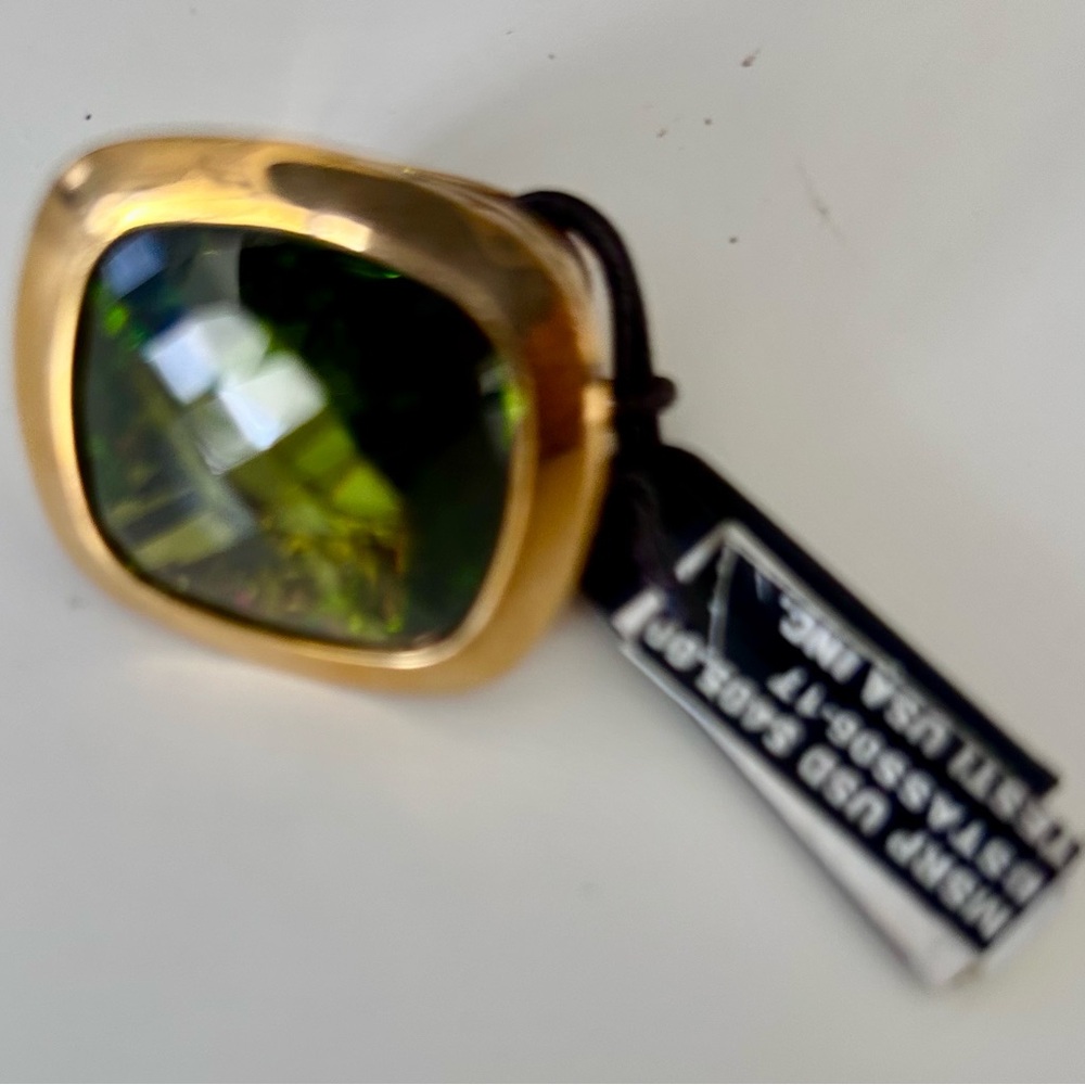 Rebecca Statement Ring with Large-faceted Green Peridot Stone. - Picture 4 of 8